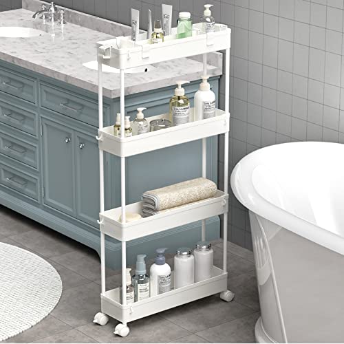 Slim Storage Cart 4 Tier White U42407