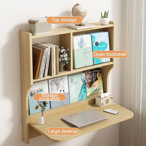 Brown Wall Mounted Drop-Leaf Table with Storage Shelves M16167