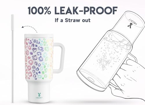 40oz Insulated Stainless Steel Tumbler with Handle and Straw E252653