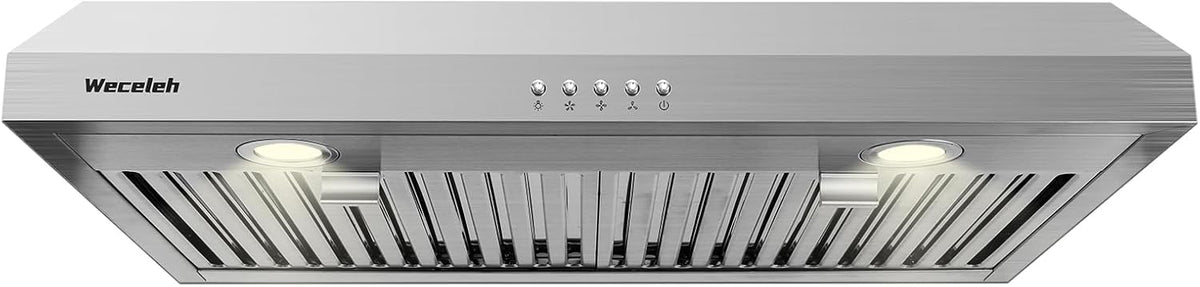 30 Inch Stainless Steel Under Cabinet Range Hood with Baffle Filters and 2 LED Lights F66606