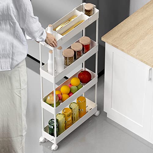 Slim Storage Cart 4 Tier White U42407
