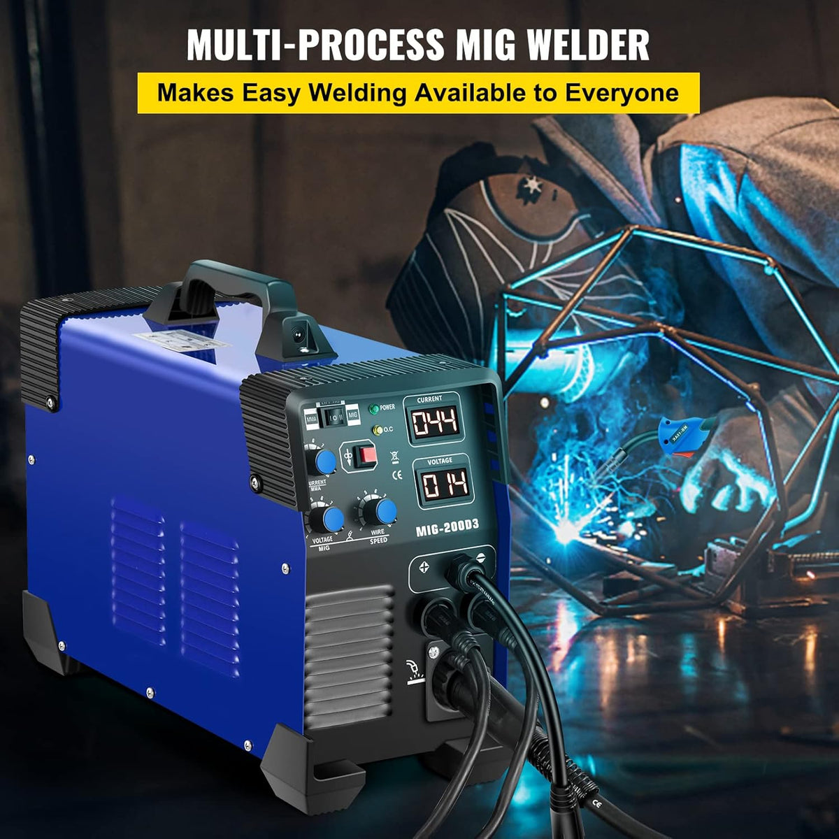 200 Amp 3 in 1 MIG TIG Arc Welding Machine with IGBT Inverter and Digital Display Z7512