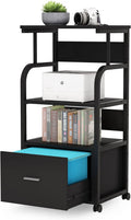 Black Mobile File Cabinet with Printer Shelf U1394