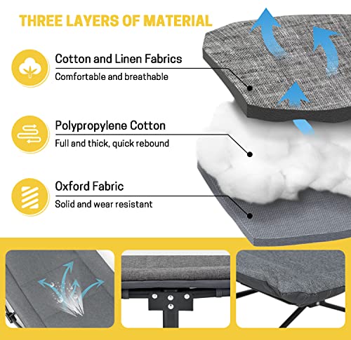 Camping Cot with Cushion and Pillow, Portable Folding Bed with Carry Bag (Grey) W984