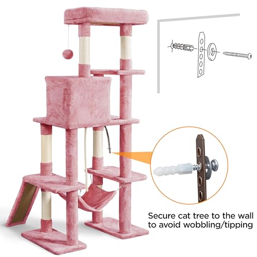 63 Inches Tall Cat Tree with Scratching Posts E510