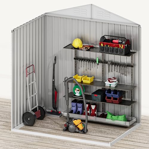 6x4ft Dark Gray Metal Storage Shed E4312