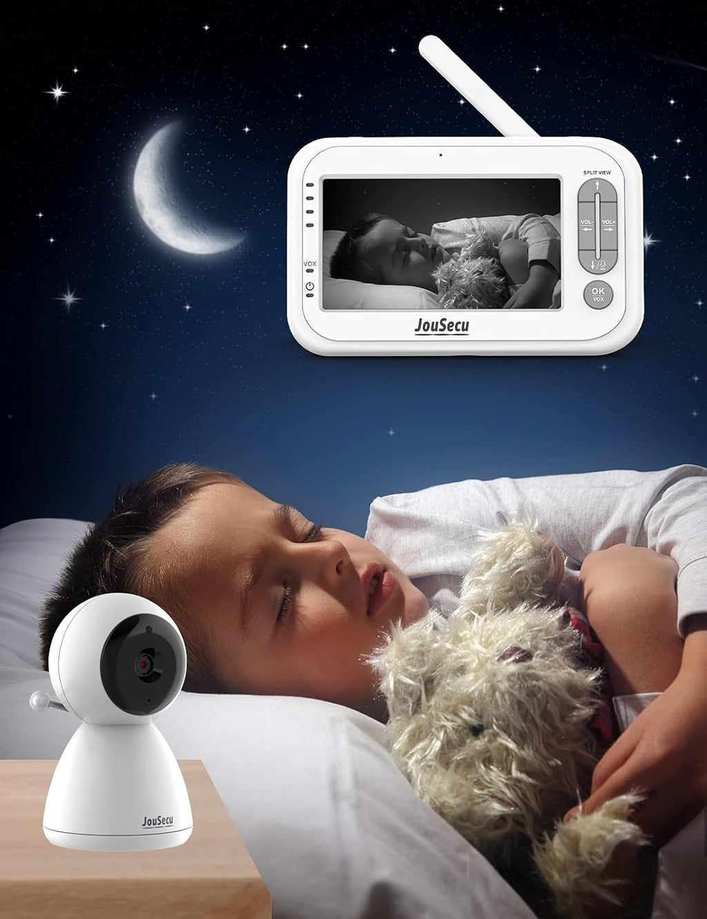 Baby Monitor with 2 Camera and Audio 4.3 Inches LCD Split Screen C2710