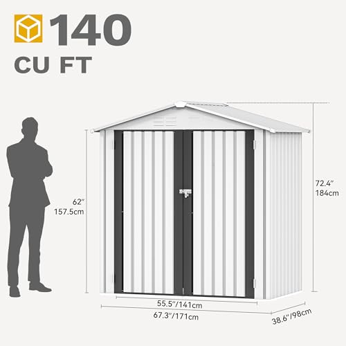 6x4ft Dark Gray Metal Storage Shed E4312