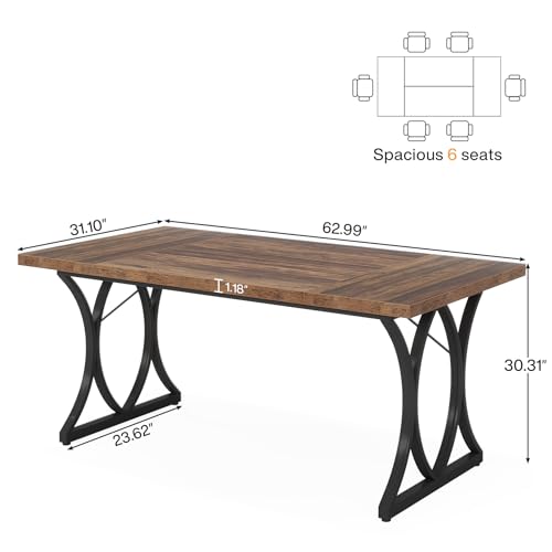 Brown Black Rectangle Dining Table R286057