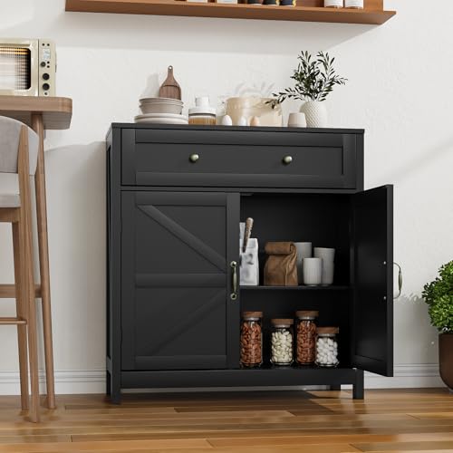 White Freestanding Storage Cabinet with 2 Doors and Walnut Countertop H9283