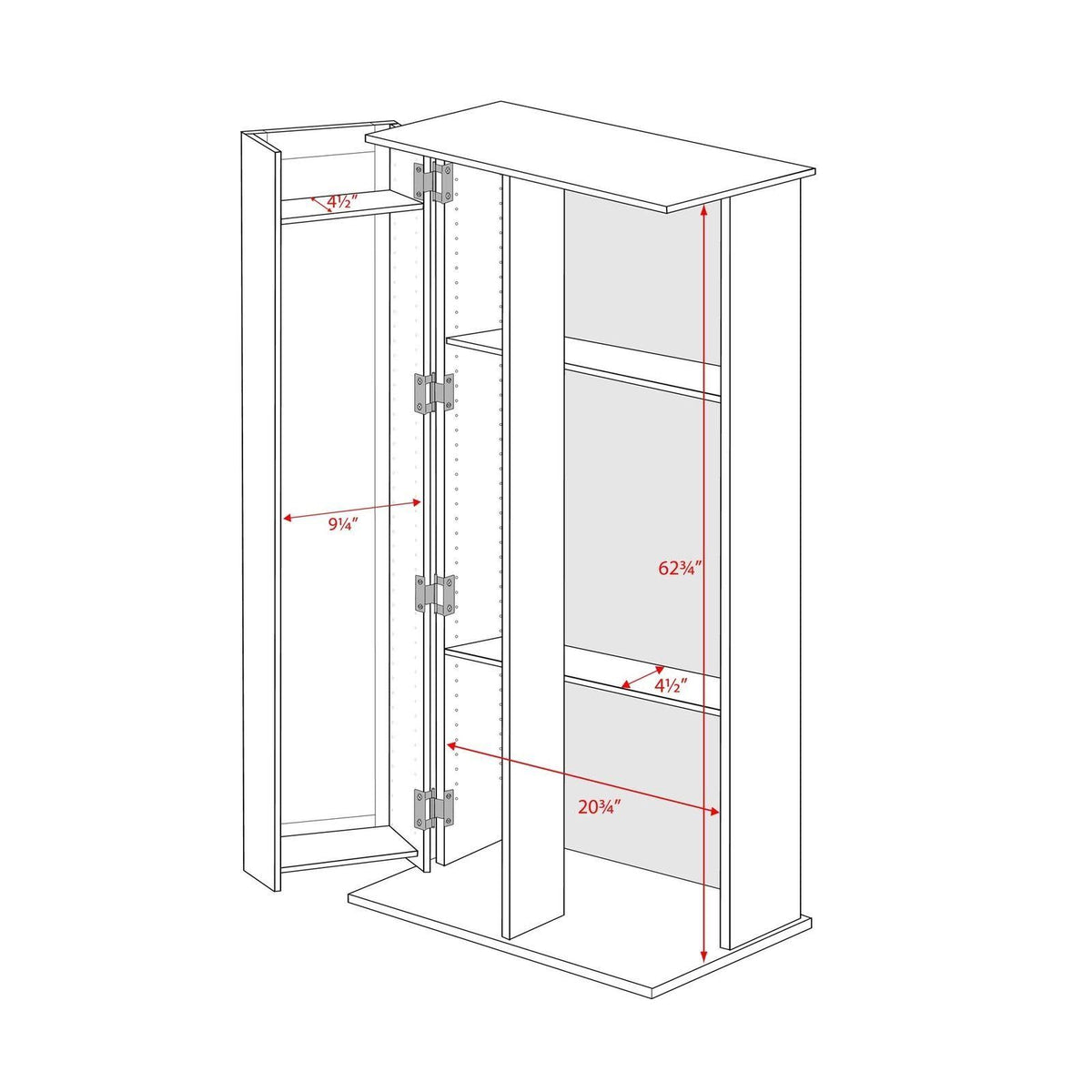 Espresso Locking Media Storage Cabinet with Shaker Doors A3383
