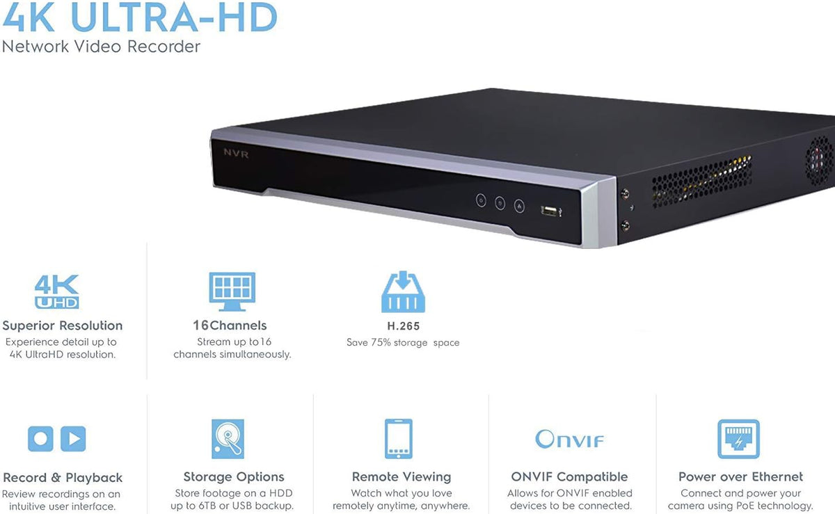 16-Channel PoE 4K Network Video Recorder NVR J998374