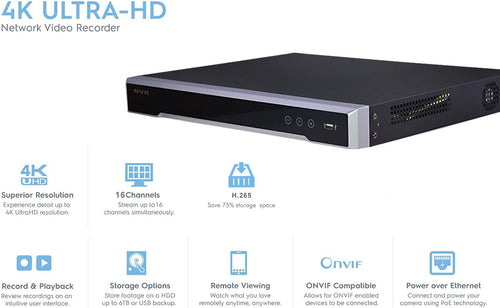 16-Channel PoE 4K Network Video Recorder NVR J998374