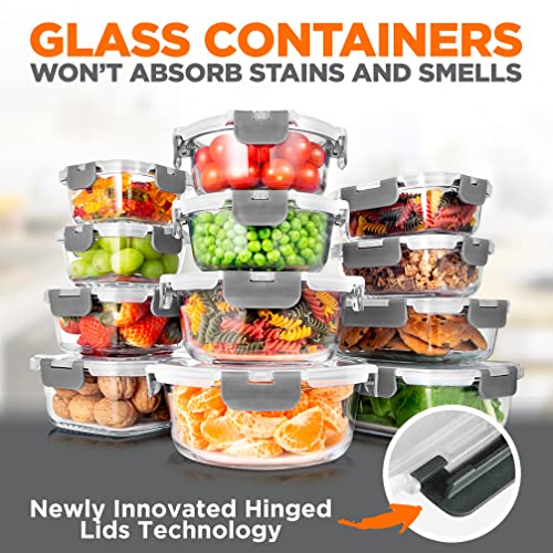 12-Piece Airtight Glass Food Storage Containers with Lids, Gray Y406849