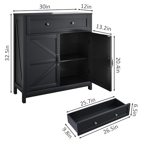 White Freestanding Storage Cabinet with 2 Doors and Walnut Countertop H9283