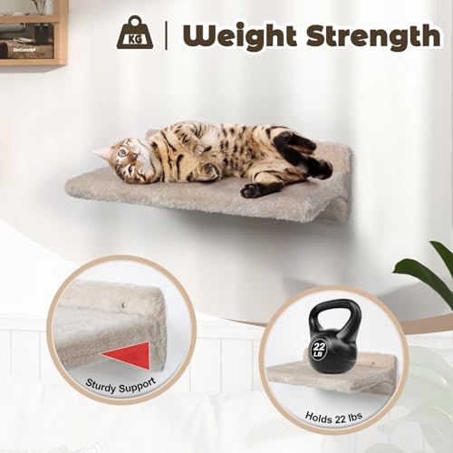 5 Pcs Wall-Mounted Cat Shelves with Sisal Scratcher Post B6875