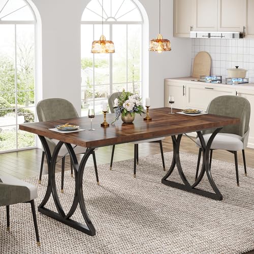 Brown Black Rectangle Dining Table R286057