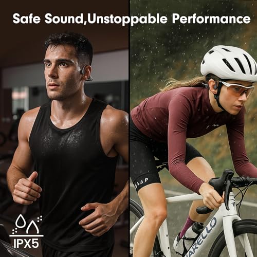 Bone Conduction Open Ear Headphones Bluetooth 5.4 with Mic 10H Playtime IPX5 Waterproof I657941