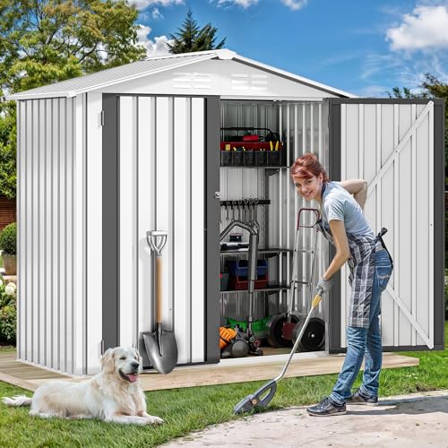 6x4ft Dark Gray Metal Storage Shed E4312