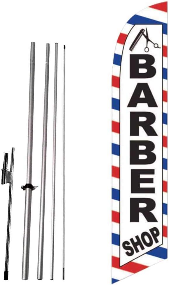 White Feather Flag with 15 ft Pole Kit and Ground Spike B717645