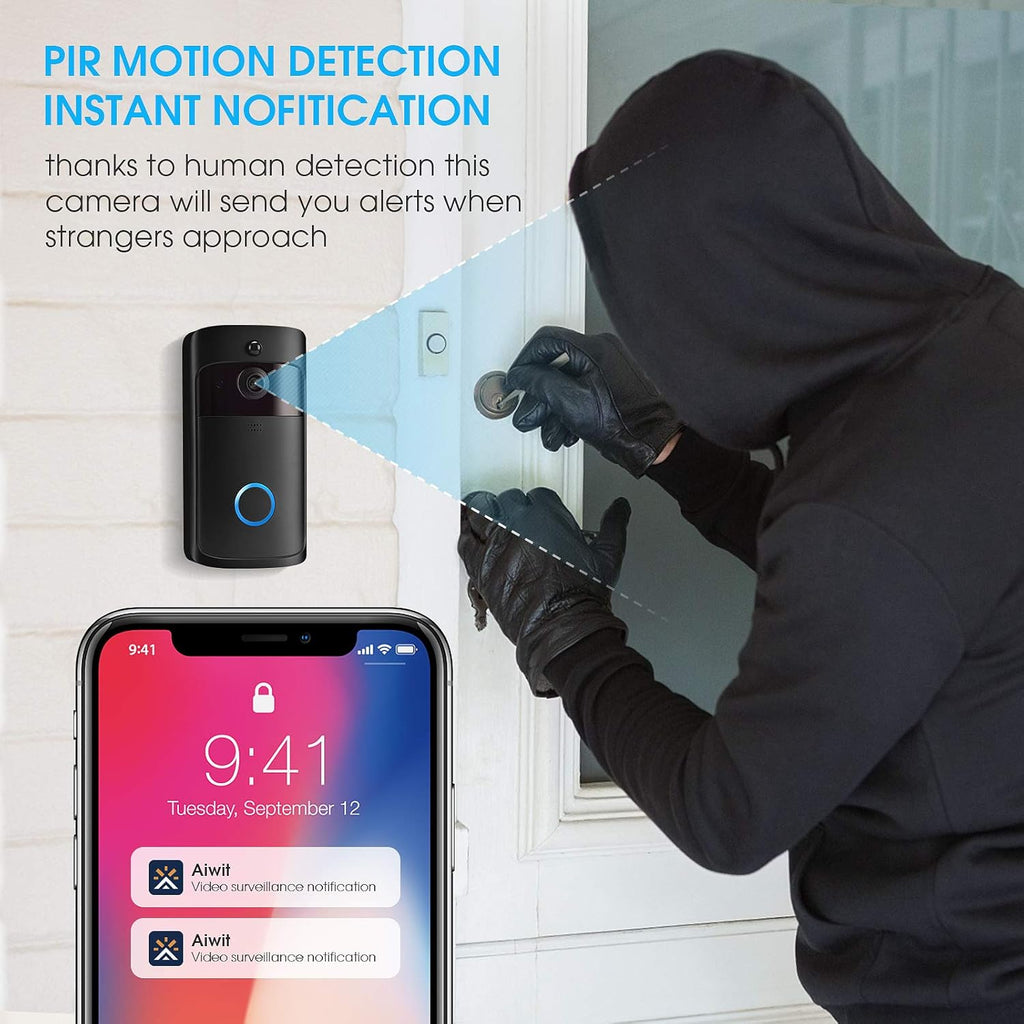 Wireless Doorbell Camera with Chime, Motion Detection, 2-Way Audio, Night Vision P794412