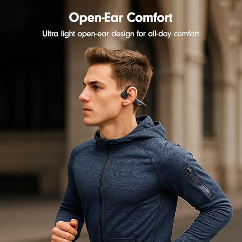 Bone Conduction Open Ear Headphones Bluetooth 5.4 with Mic 10H Playtime IPX5 Waterproof I657941