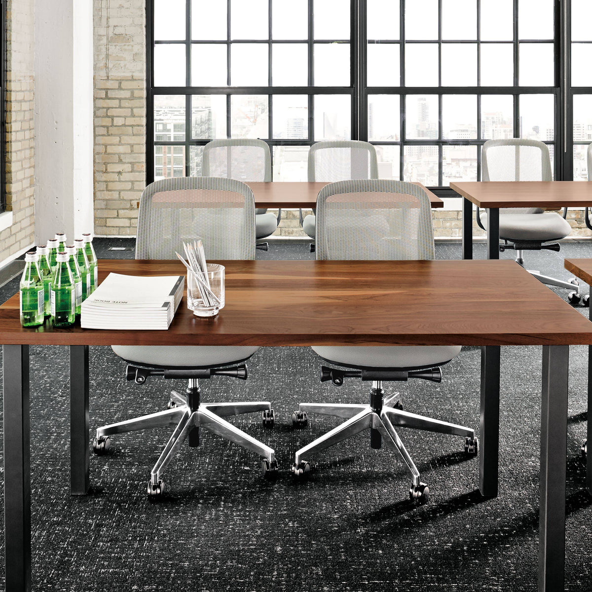 Maple Top Table with Natural Steel Base X261615