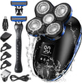 Head Shaver Electric Razor 6D Floating 5 in 1 Wet & Dry Waterproof Bald Head Shaver LED Display Rotary Gold Pack of 2 J23721
