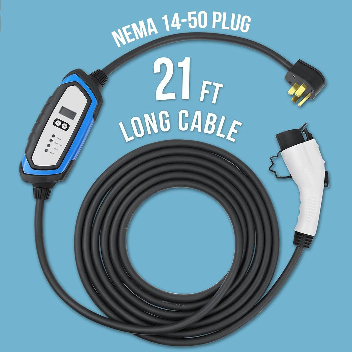 240V 32 Amp Level 2 EV Charger with 21ft J1772 Charging Cable & NEMA 14-50 Plug H4504