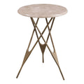 Antique Brass Accent Table with Beige Marble Top O24936