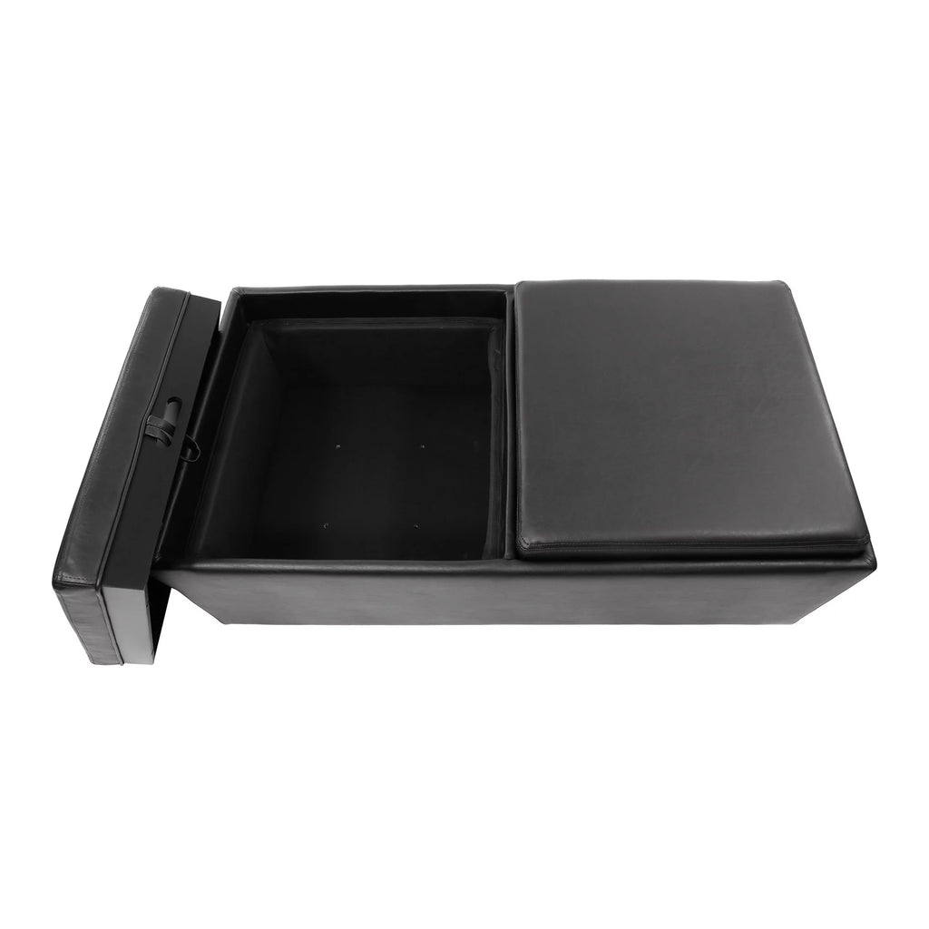 Espresso Faux Leather Upholstered Storage Cocktail Ottoman C6350