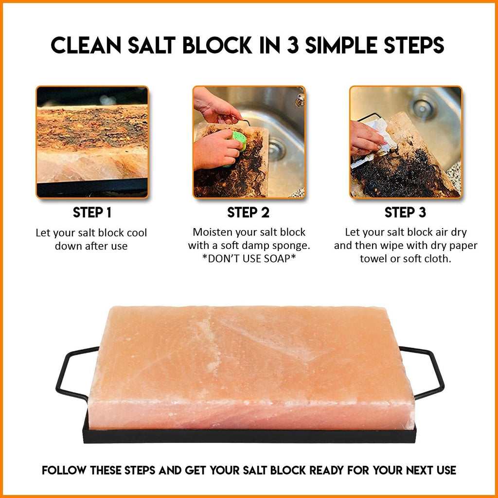 Himalayan Pink Salt Block & Metal Tray Set 12” x 8” x 1.5” Pack of 2 L332873