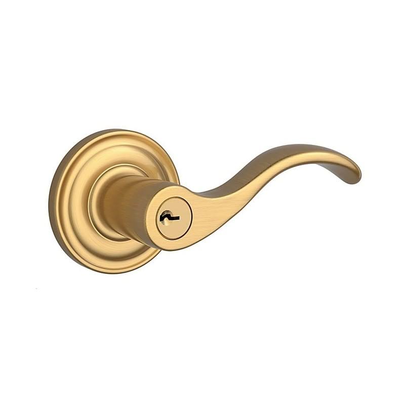 Satin Brass Keyed Entry Lever T671267