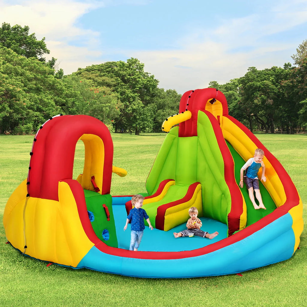 Costway Kids Inflatable Water Slide Bounce Park Splash Pool w/Water Cannon & 480W Blower K4246