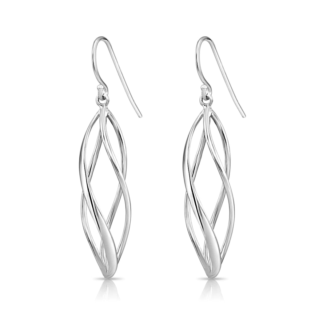 .925 Sterling Silver Linear Swirl Dangle Earrings W760043