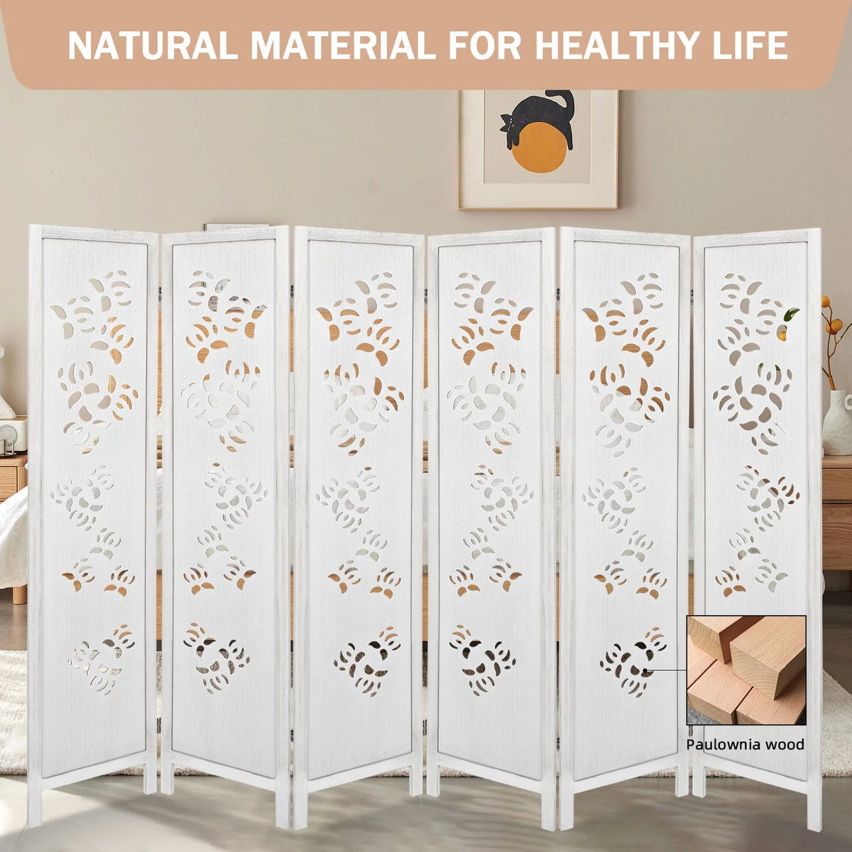 6 Panel Wooden Folding Room Divider Z415380