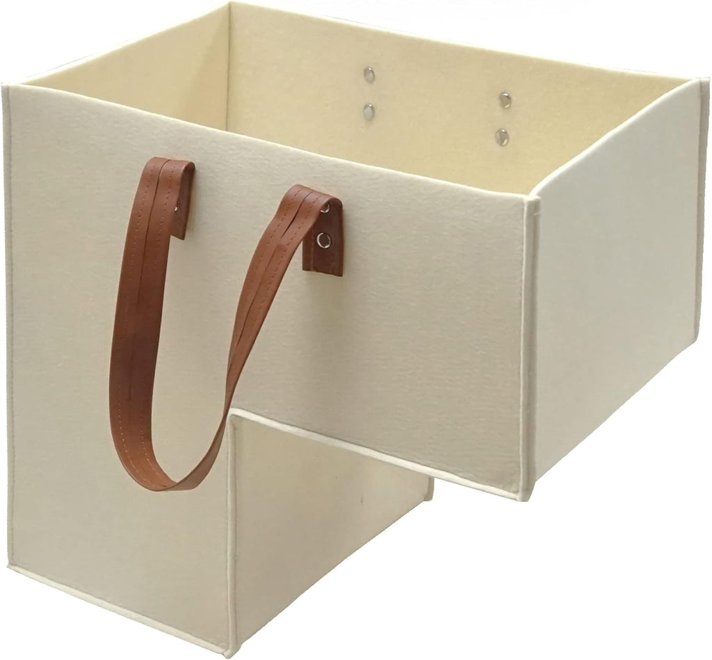 Stair Basket with Leather Handles, 4mm Felt Stair Step Storage Organizer J795