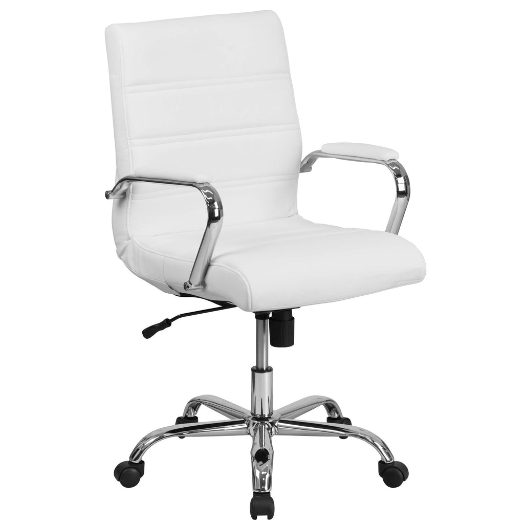 White and Silver Mid-Back Executive Swivel Office Chair O560738