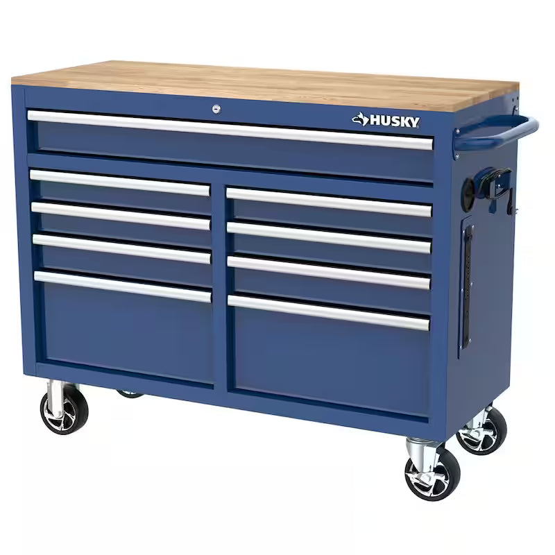46 in. Gloss Blue Mobile Workbench Cabinet D2572