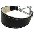 Black Sheepskin Lined Leather Dog Collar 2.5in Wide 26in J139