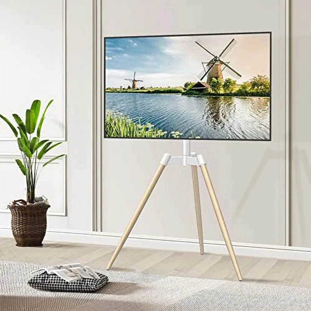 Tripod Easel TV Stand for 37–65 Inch LED LCD Curved Screen TVs up to 77 lbs Height Adjustable with Cable Management and 180° Swivel A712