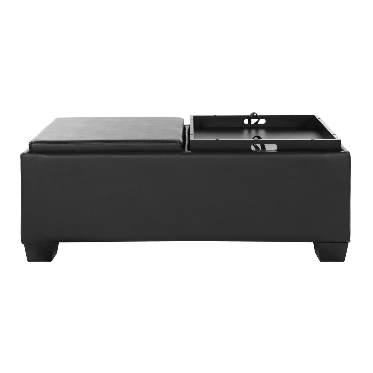 Espresso Faux Leather Upholstered Storage Cocktail Ottoman C6350