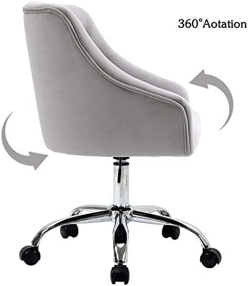 Grey Velvet Adjustable Mid-Back Office Chair E294691