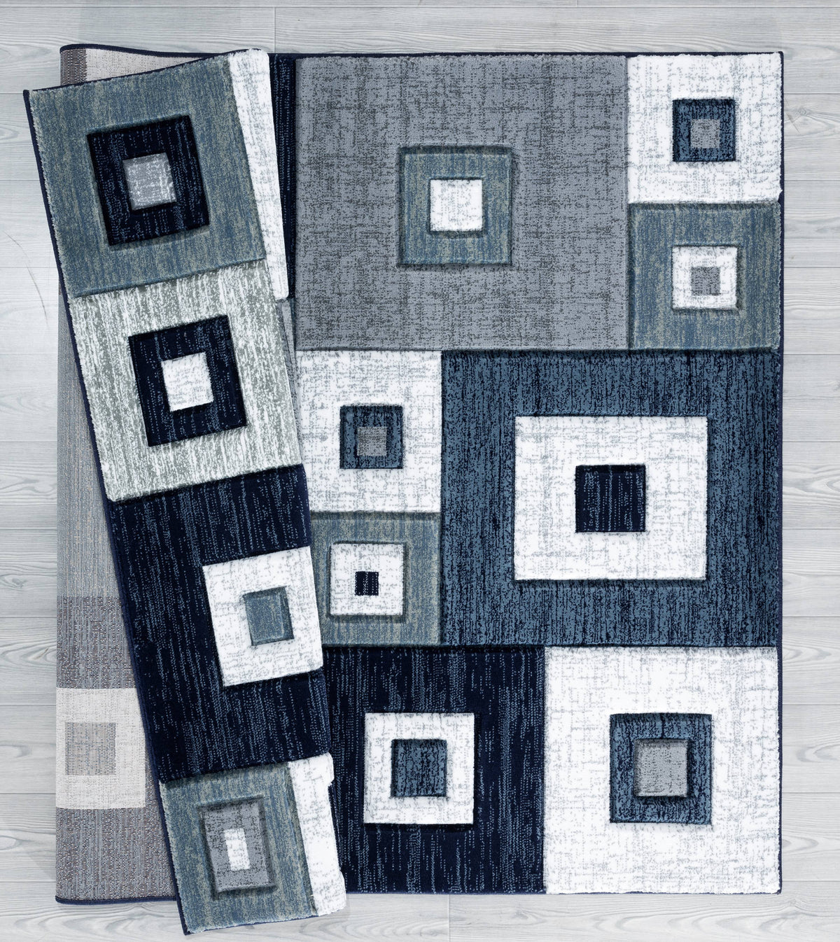 Navy Modern Geometric Accent Rug B8925