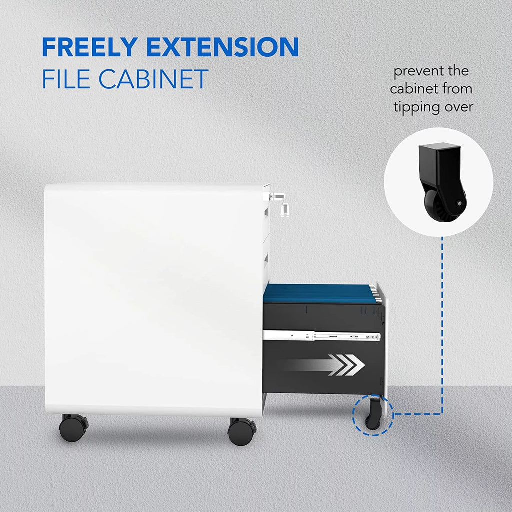 White 3 Drawer Metal File Cabinet with Lock E93463