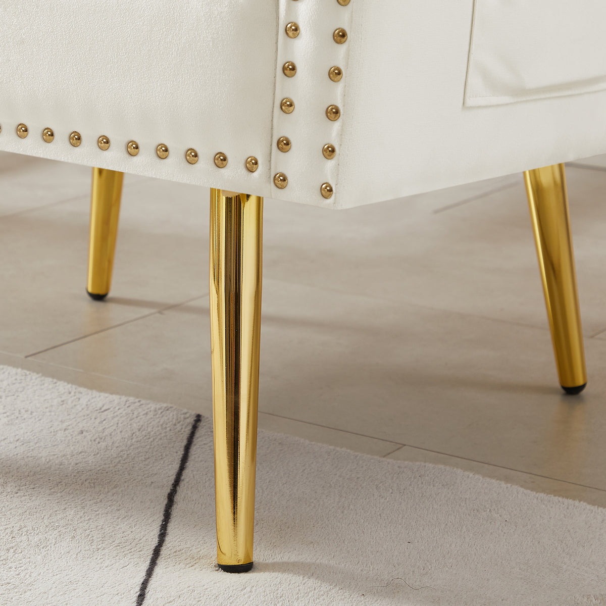 Velvet Armchair with Metal Legs D4984