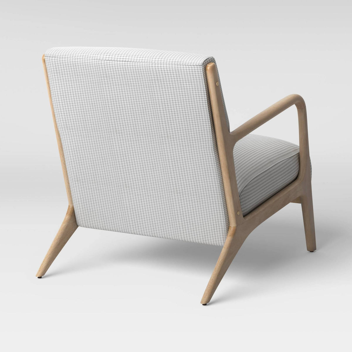 Plaid White/Black Wood Armchair Y17864