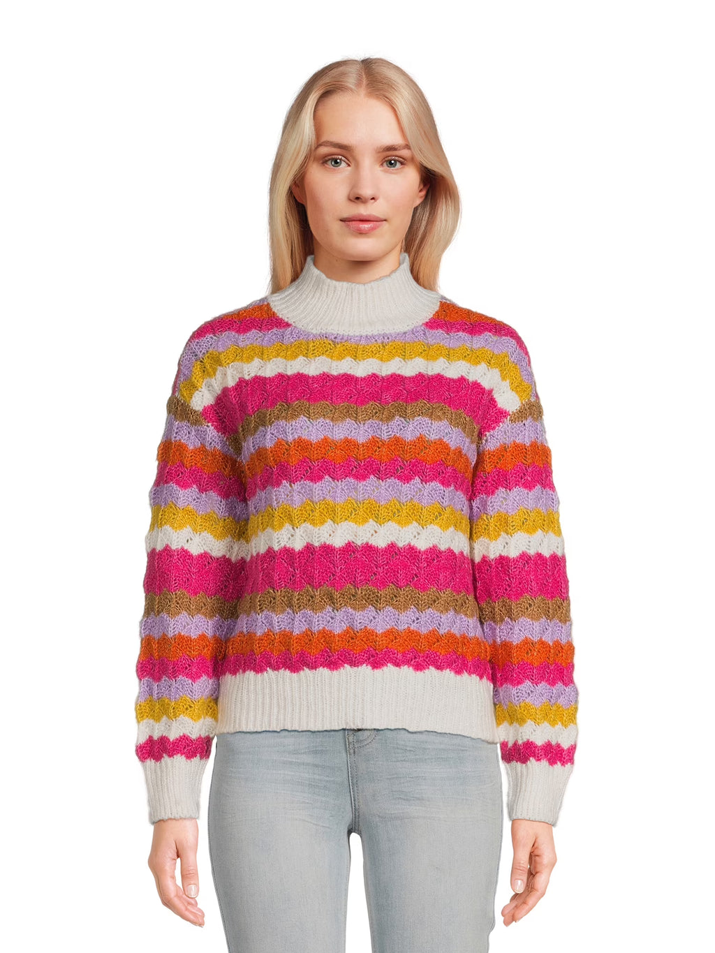 Women's Mock Neck Pullover Sweater with Long Sleeves, Midweight B4556