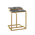 Black Faux Marble 2-Piece Nesting Tables Set G4874