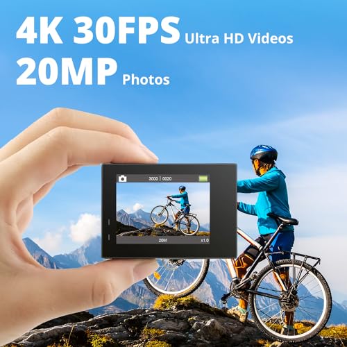4K30fps 20MP WiFi Action Camera with EIS 131ft Waterproof R70092